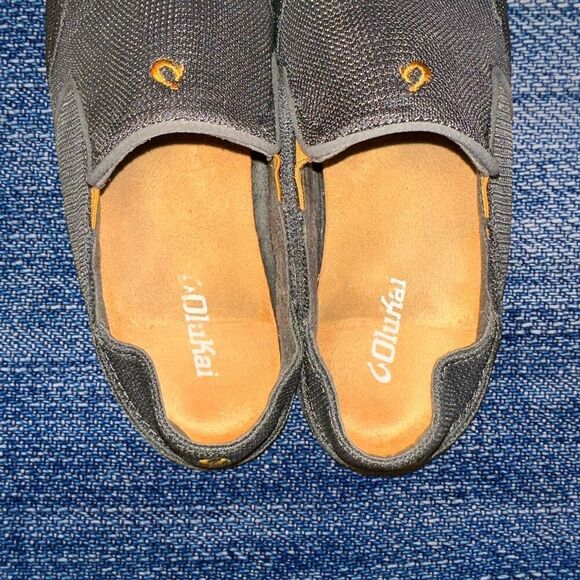 Olukai Nohea Mesh Men’s Size 8.5 Shoe Gray Orange Slip On Loafers 10188–4242  - Picture 7 of 9